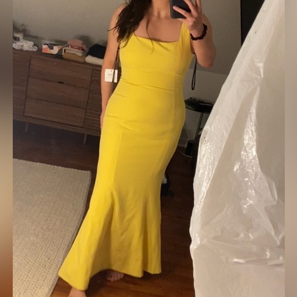 NWT Square Neck Trumpet Mermaid Blue Laundry Sleeveless Gown - also in yellow - Picture 3 of 11